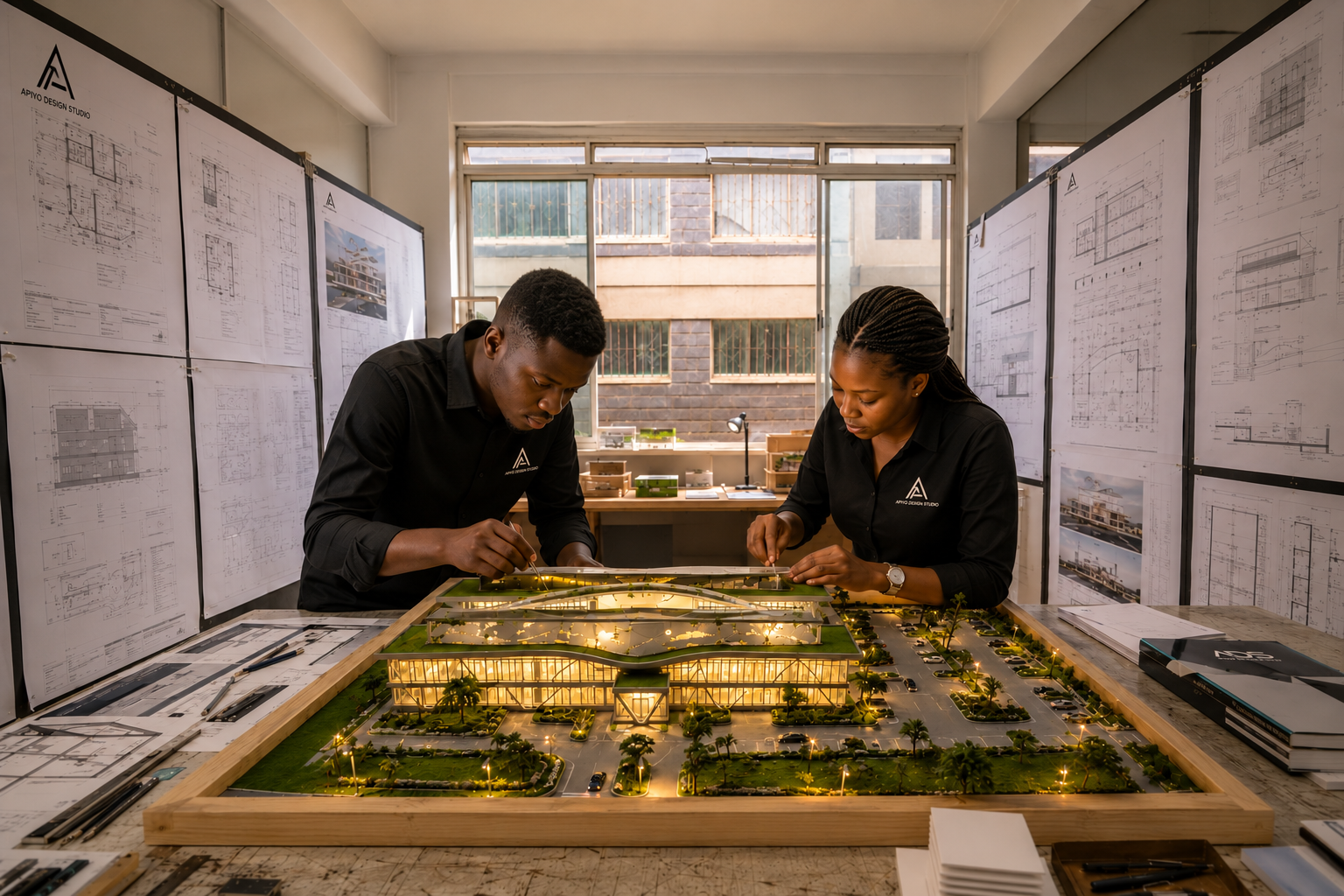 Architecture students developing a design project